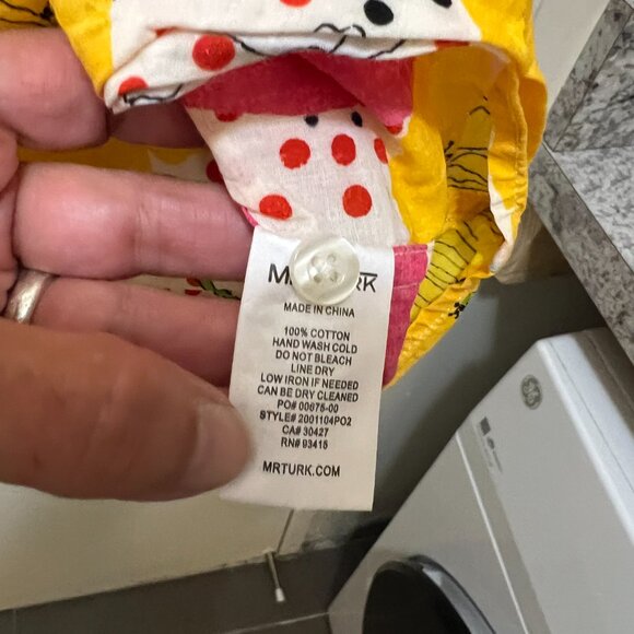 Mr. Turk Short Sleeve Blouse in Pink Yellow, Red and White Size Medium - Picture 5 of 12